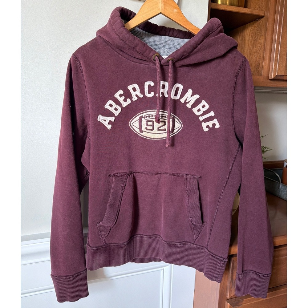Vintage Y2K Abercrombie Fitch Hoodie Mens L Heavy Pullover Distressed Football